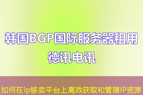 如何在ip夠賣(mài)平臺(tái)上高效獲取和管理IP資源